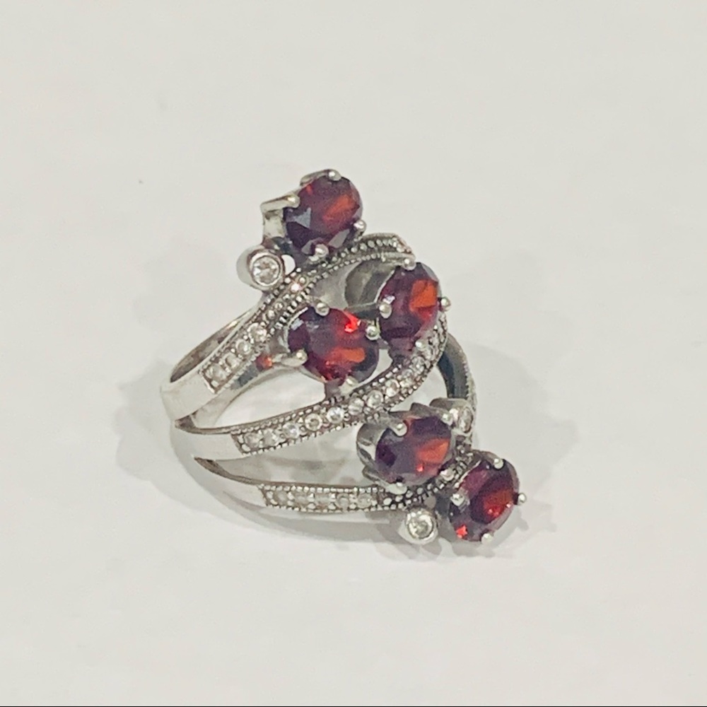 925 Sterling Silver Ruby Ring Cz Size 8 - image 1